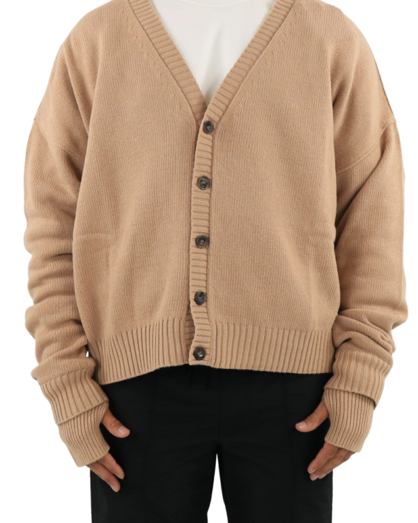Heren Oversized Logo Cardigan Natur