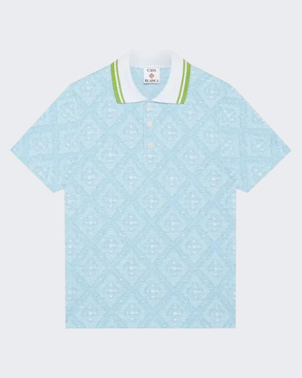 Casablanca Heren Jacquard Polo Blauw