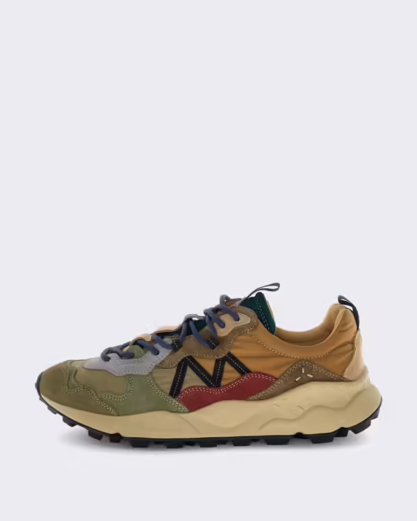 Heren Leren sneaker met suède details Bruin