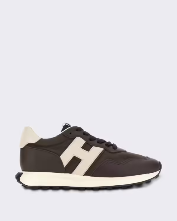 Heren Veterschoener met H-patch detail Bruin
