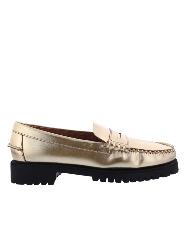 Dames Than metallic loafer gold