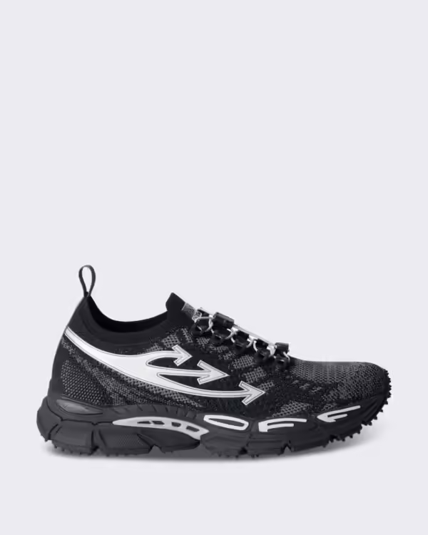 Heren Gebreide sneaker in zwart en zilver