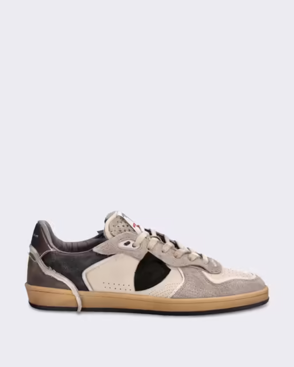 Heren Lage sneaker met neutrale kleurcombinatie Grijs