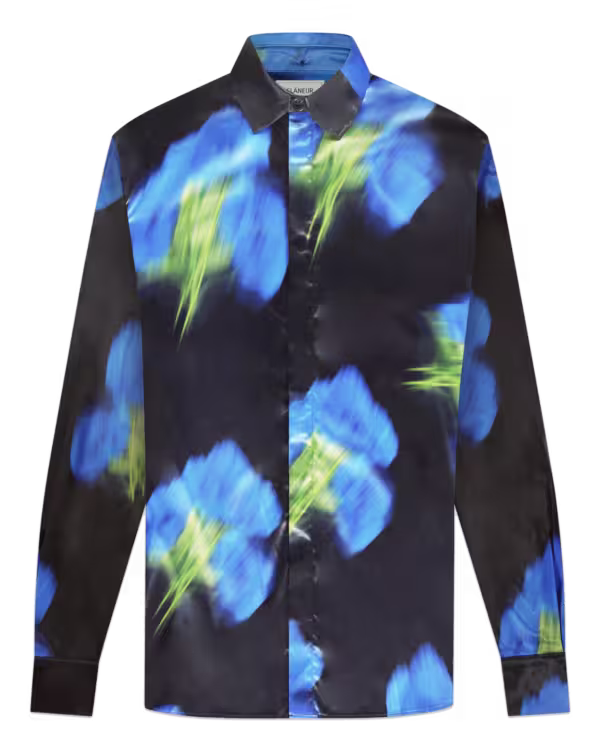 Heren Blurred Flower Shirt Black