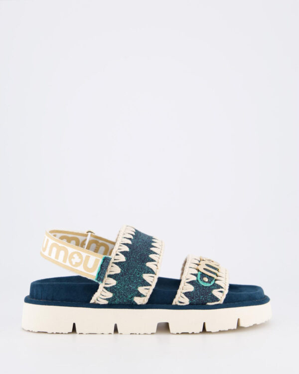 Dames Organic Sandal Back Strap Denim