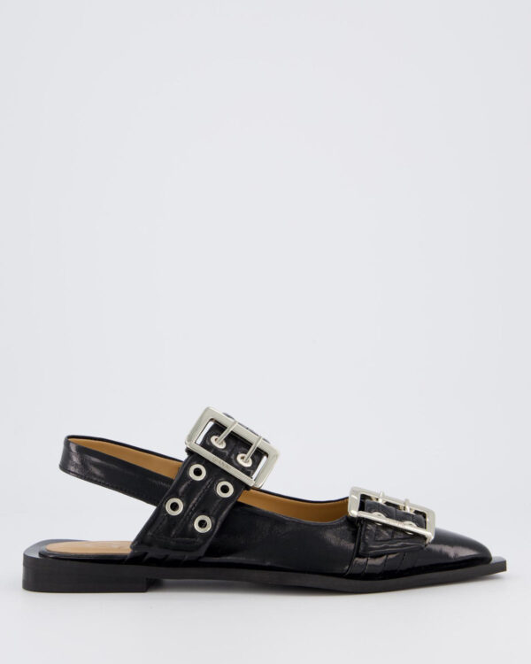 Dames Chunky Buckle Ballerina Black