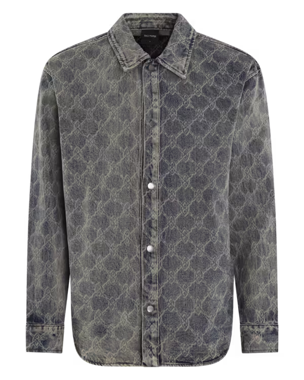 Heren Shield Laser Denim Shirt Gray