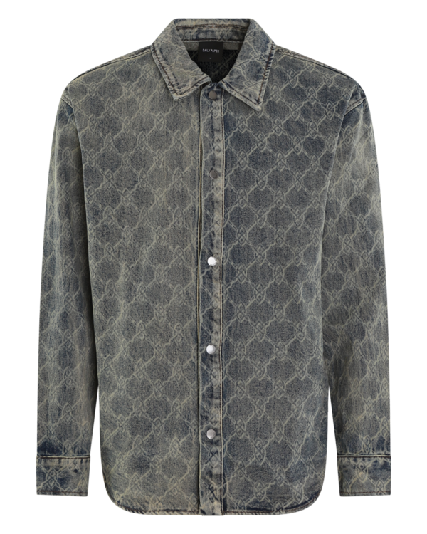 Heren Shield Laser Denim Shirt Gray