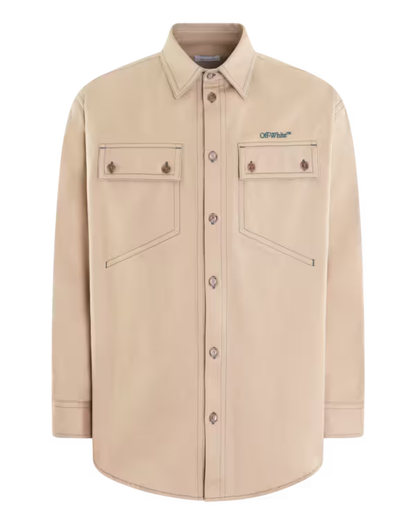 Heren Stitch Cotgab Overshirt Beige